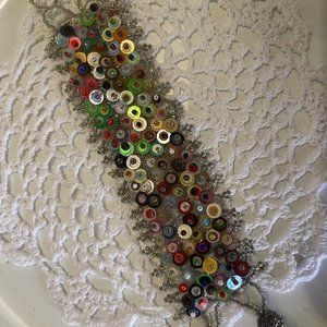 Handmade Beaded/Sequined Cuff Bracelet